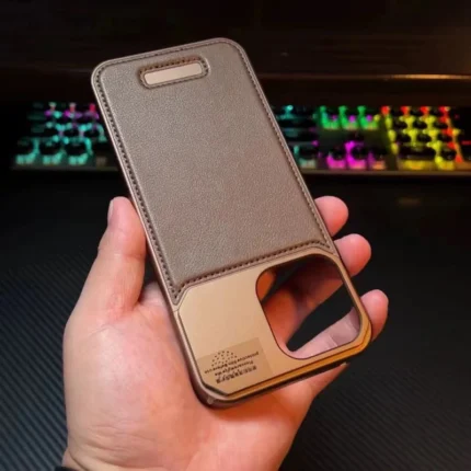 TITAN Luxury Leather Aromatherapy iPhone Case - Desert Titanium