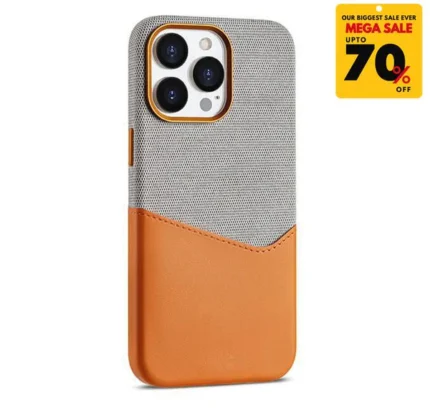 Textured Leather Card Holder iPhone Case - Orange